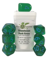 Role 4 Initiative - Translucent Dark Green/Light Blue Numbers Arch'D4 7pc